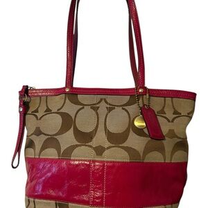 Signature Canvas Tote with Pink Leather Accents